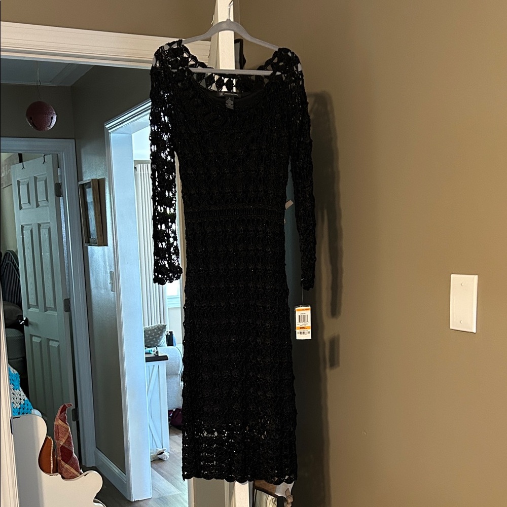 INC International Concepts Black Long Sleeve Dress